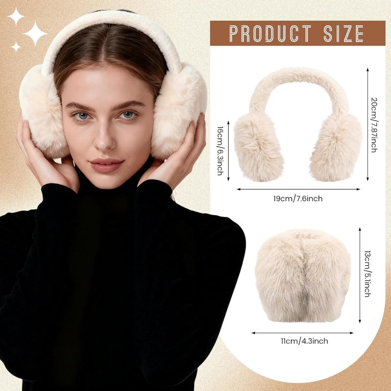 Cutecrop Ear Muffs for Winter Women, Earmuffs for Women Winter Ear Muffs Foldable Soft Faux Furry Ear Warmers Covers - Image 2